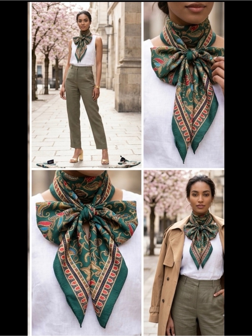 Vintage Sinar Pagi Exclusive Collection 100% Silk Batik Green Paisley 42” Scarf